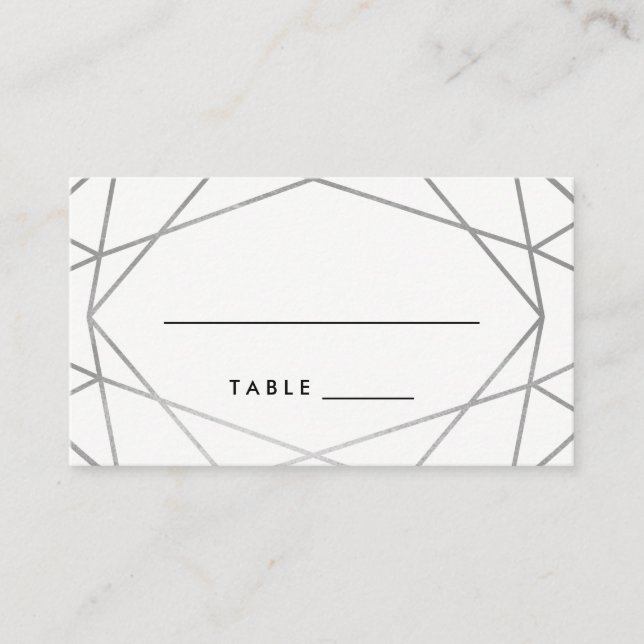 Silver Geometric Wedding Escort Cards (Front)