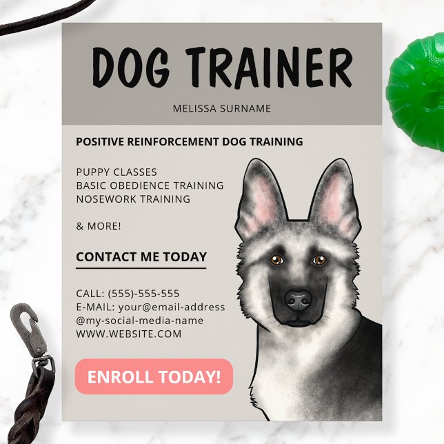 Silver German Shepherd Dog Trainer Pet Service Flyer (Creator Uploaded)