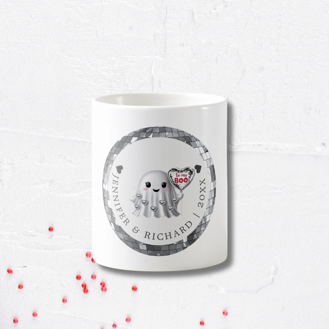 Silver Ghost Valentine Design Pattern Coffee Mug (Personalized Valentine's Day Mug)