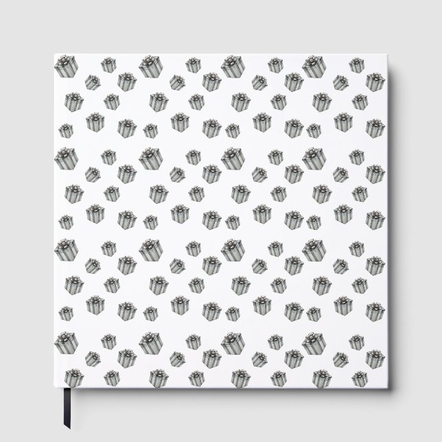 Silver Gift Boxes Elegant Holiday Premium Party Guest Book (Front)