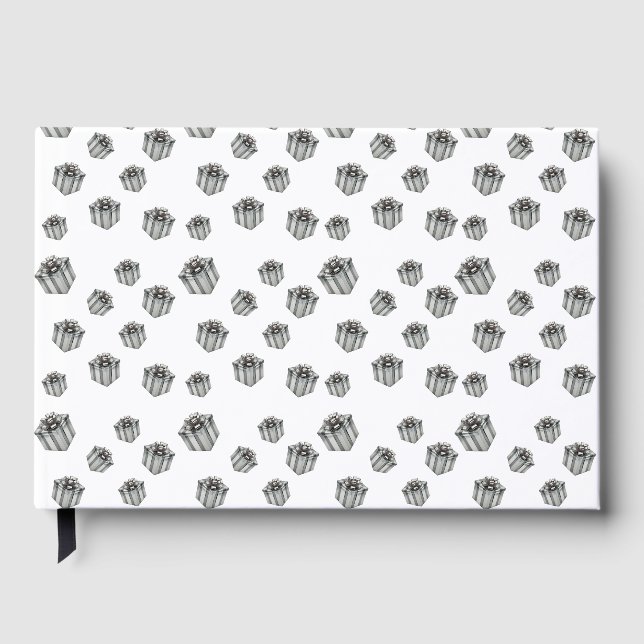 Silver Gift Boxes Elegant Holiday Premium Party Guest Book (Front)