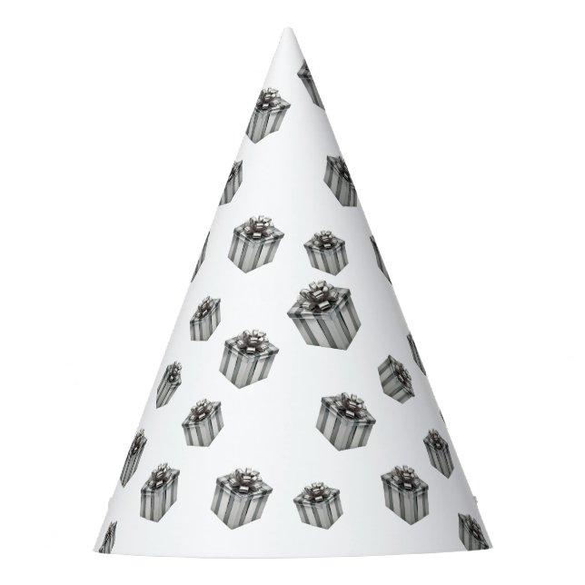Silver Gift Boxes Elegant Holiday Premium Party Party Hat (Front)