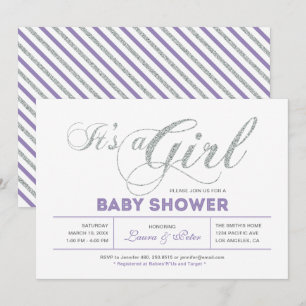 Silver Girl, Modern Typography Baby Shower Invitation