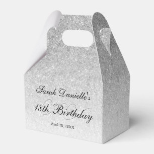 Silver Glam Glitter Personalised Favour Box