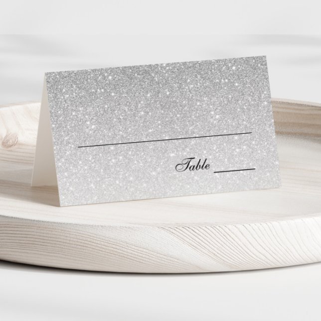 Silver Glam Glitter Place Card (Creator Uploaded)