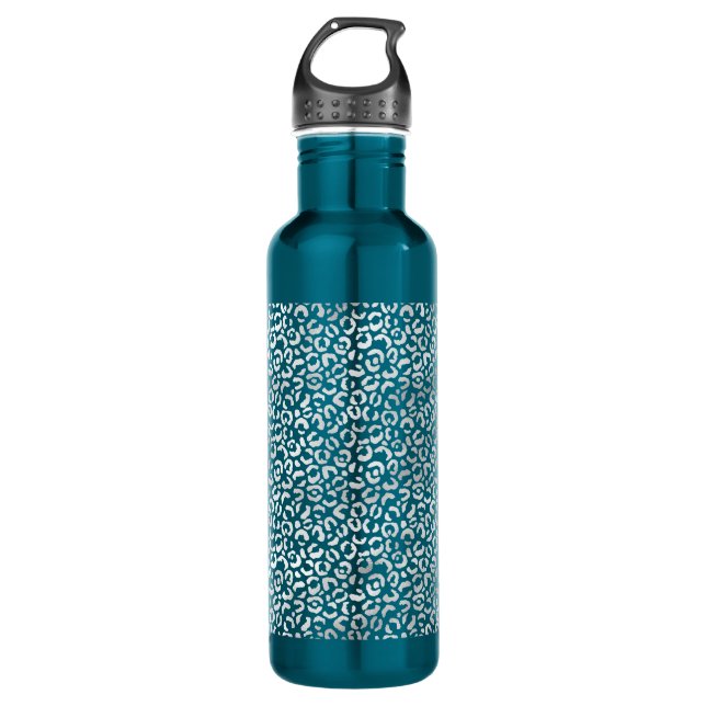 Silver Glam Leopard Print 710 Ml Water Bottle (Front)