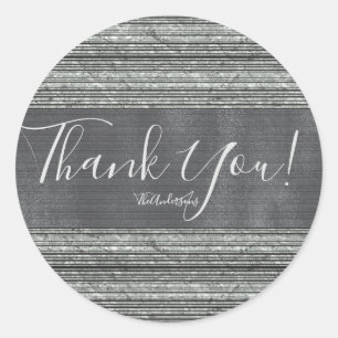 Silver Glam Modern Chic Trendy Wedding Favour Classic Round Sticker