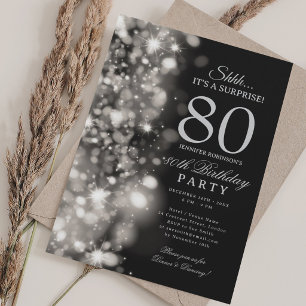 Silver Glam Surprise 80th Birthday Party Invitation