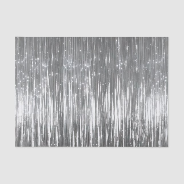 Silver Glam Tinsel Stripes Tissue Paper (Front)