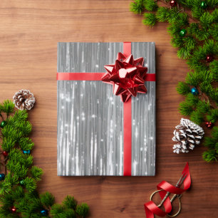 Silver Glam Tinsel Stripes Wrapping Paper