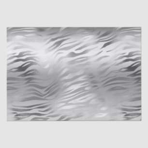 Silver Glam Zebra Animal Print Medium Gift Bag Tissue Paper
