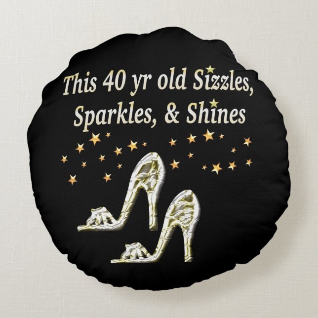 SILVER GLAMOROUS 40TH BIRTHDAY DESIGN ROUND CUSHION (Back)
