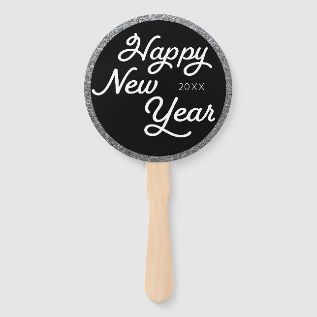 Silver Glamourous New Years Eve Photo Prop Hand Fa Fan (Back)