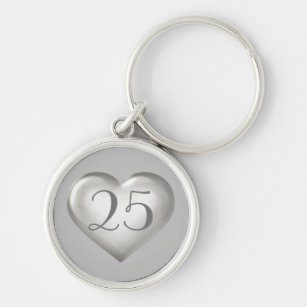 Silver glass heart keychain