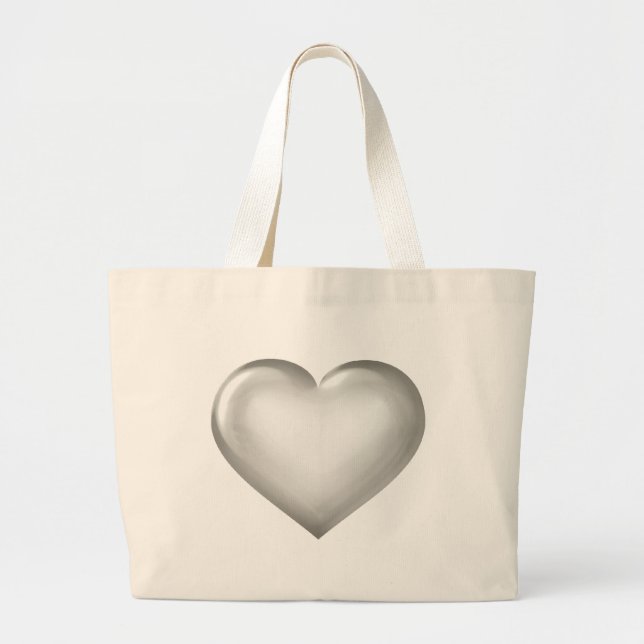 Silver glass heart large tote bag (Front)