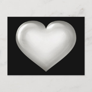 Silver glass heart postcard