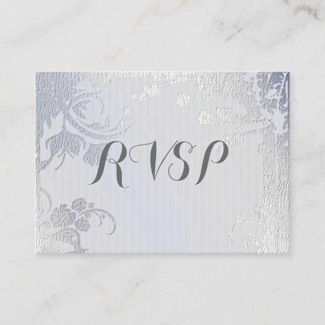Silver Glimmer Floral RSVP Enclosure Card (Front)