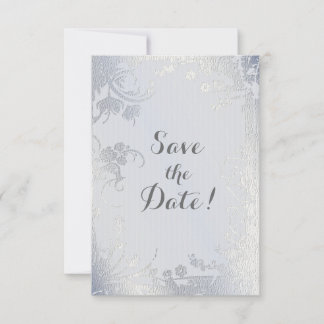 Silver Glimmer Floral Save The Date Invitation