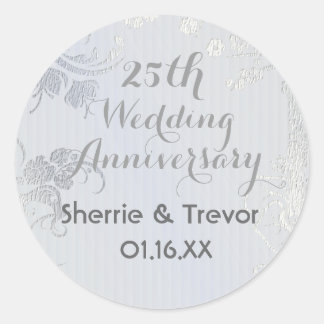 Silver Glimmer Save the Date Classic Round Sticker