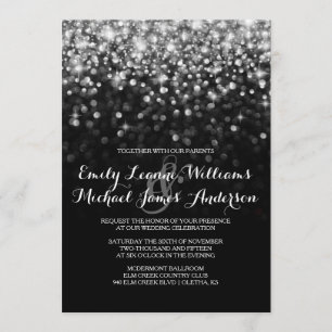 Silver GlitHollywood Glitz Glam Wedding Invitation