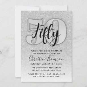 Silver Glitter 29th Birthday Invitation