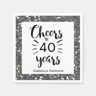 Silver Glitter 40th Birthday Napkin