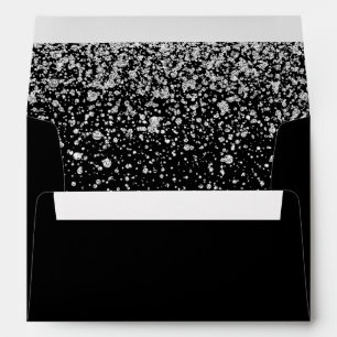 Silver Glitter and Black Envelope