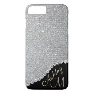 Silver Glitter and Diamond Look Monogram Case-Mate iPhone Case