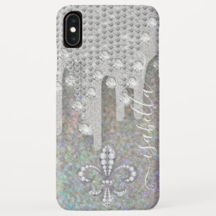 Silver Glitter And Diamonds On  Rainbow Glitter Case-Mate iPhone Case