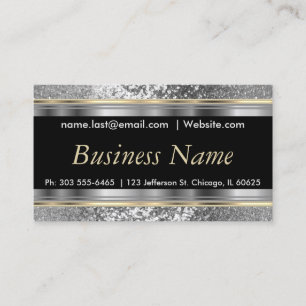 Silver Glitter and Elegant Gold and Silver Business Card