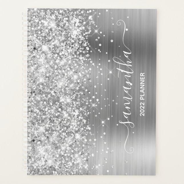 Silver Glitter and Foil Girly Signature Planner (Front)