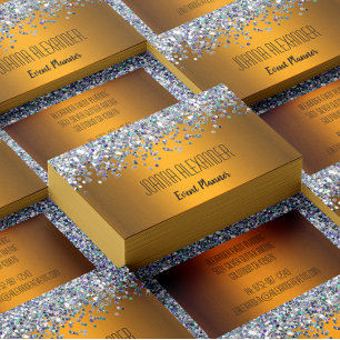 Silver Glitter and Gold Business Card