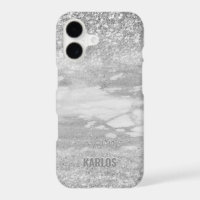 Silver glitter and grey marble blend