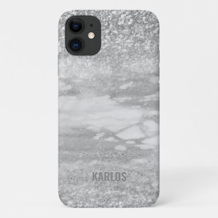 Silver glitter and grey marble blend Case-Mate iPhone case