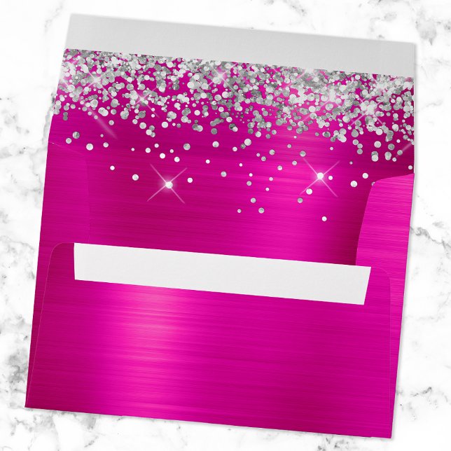 Silver Glitter and Hot Pink Ombre Foil Envelope (Creator Uploaded)