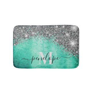 Silver Glitter and Metal Bath Mat
