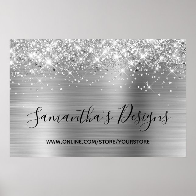 Silver Glitter and Metallic Foil Online Store Poster (Front)