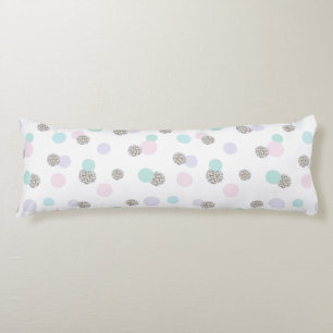 Silver Glitter and Pastel Colours Polka Dots Body Cushion