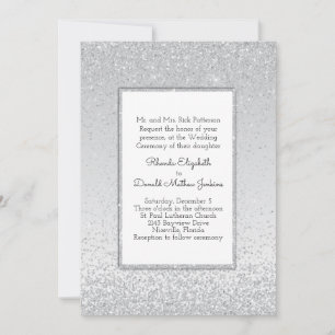 Silver Glitter and Shine Wedding Invitation
