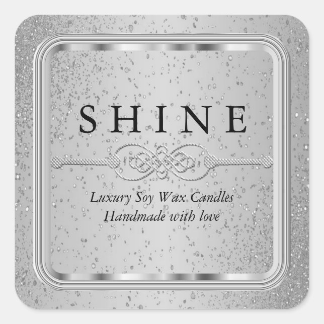 Silver Glitter and Silver Labels Square (Front)
