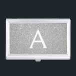 Silver Glitter and Sparkle Monogram Business Card Holder<br><div class="desc">Silver Faux Glitter and Sparkle Elegant Monogram Business Card Holder. This Business Card Holder can be customised to include your initial and first name.</div>