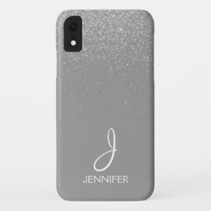 Silver Glitter and Sparkle Monogram Case-Mate iPhone Case