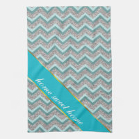 Silver Glitter and Teal ZigZag