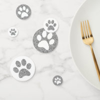 Silver Glitter Animal Paw Prints Table Sprinkle
