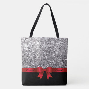 Silver Glitter bag with customisable name