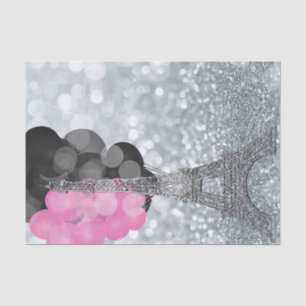 Silver Glitter & Balloons Paris Eiffel Tower Party Tissue Paper