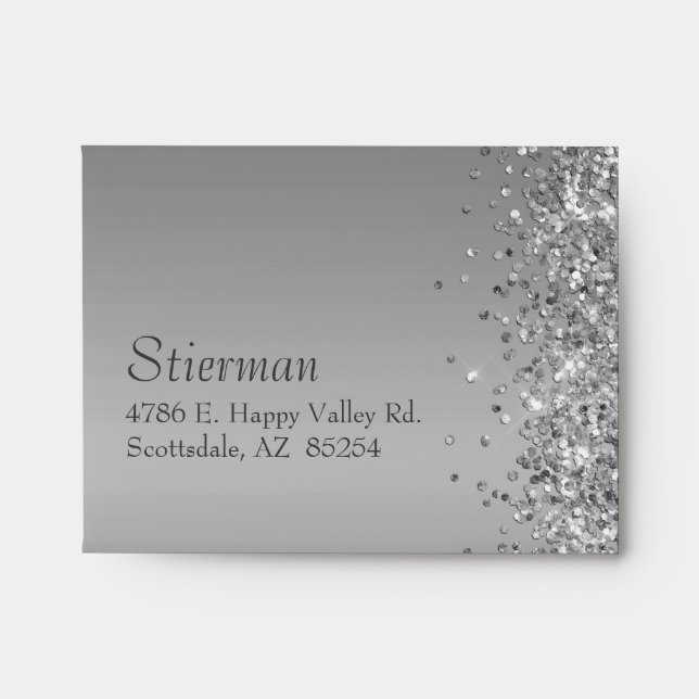 Silver Glitter Bat Mitzvah Envelope (Front)
