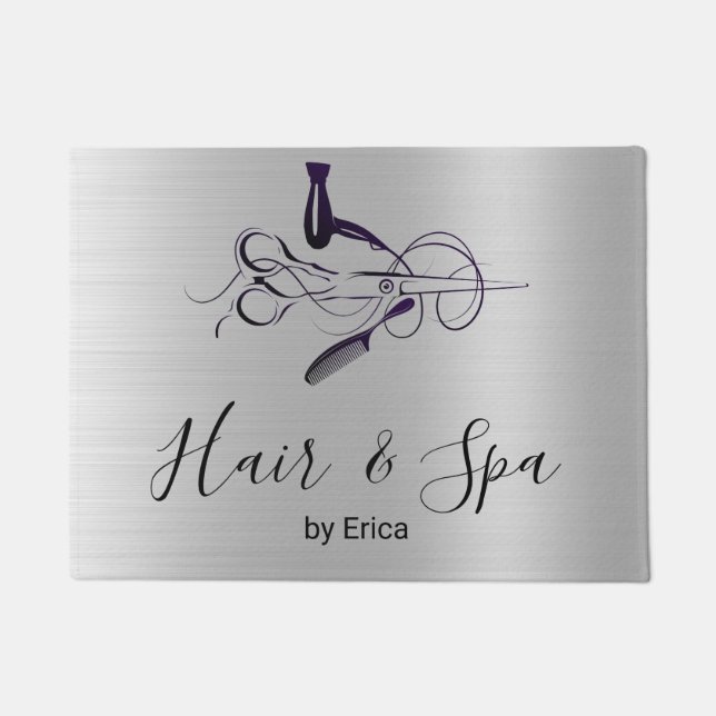 Silver Glitter Beauty Salon Doormat (Front)