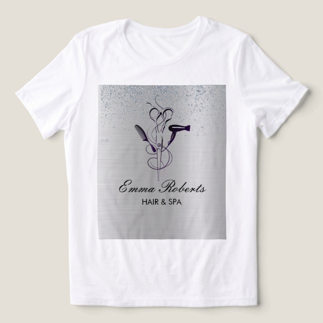 Silver Glitter Beauty Salon Tri-Blend Shirt (Design Front)