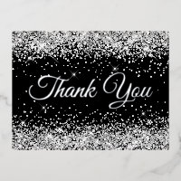 Silver Glitter Black 50th Birthday Thank You